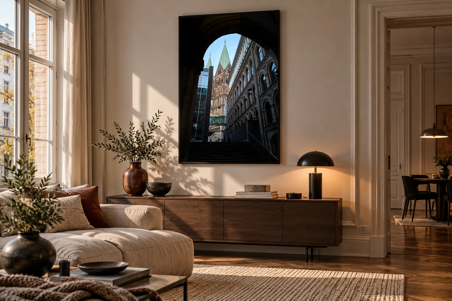 Bogen, Bremen 2026 als Wandbild über einem Sideboard